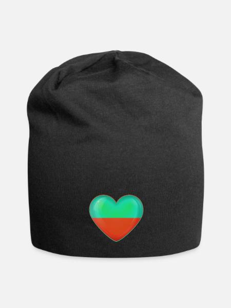 Green and Red Heart - Jersey Beanie - black - Front