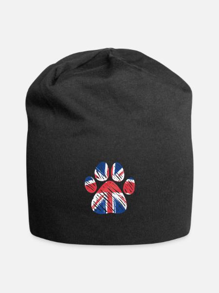 Dog Paw Print United kindom Flag - Jersey Beanie - black