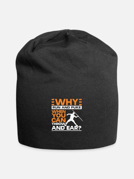 Why Run And Puke Discus Thrower Throw Tack And - Jersey Beanie - black - Front