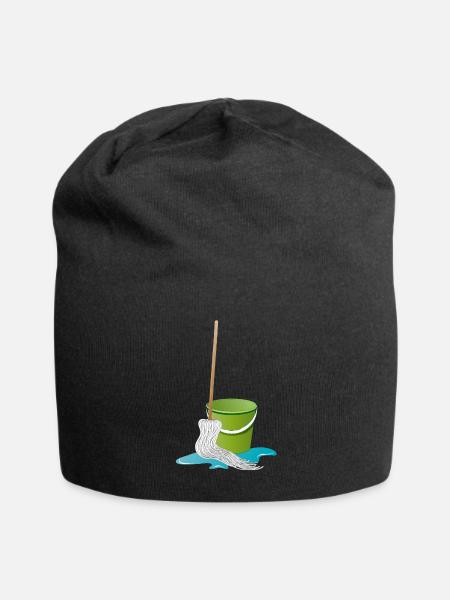 Mop with mop bucket time to clean - Jersey Beanie - black - Front