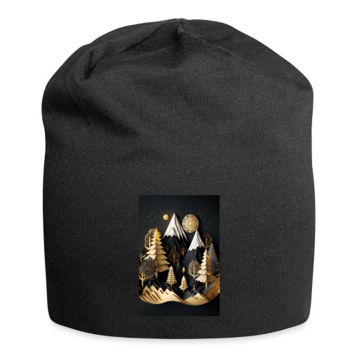 Gold and Black Wonderland - Whimsical Wintertime - Jersey Beanie