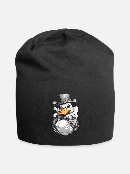 Stylish well-dressed duck - Jersey Beanie - black