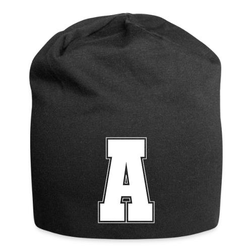 White Letter A – Varsity Alphabet Monogram - Jersey Beanie