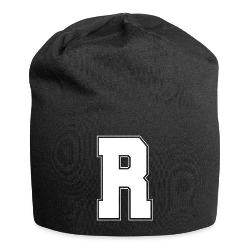 White Letter R – Varsity Alphabet Monogram - Jersey Beanie