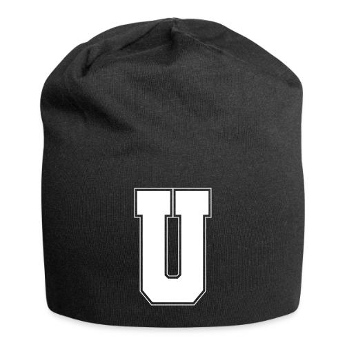 White Letter U – Varsity Alphabet Monogram - Jersey Beanie