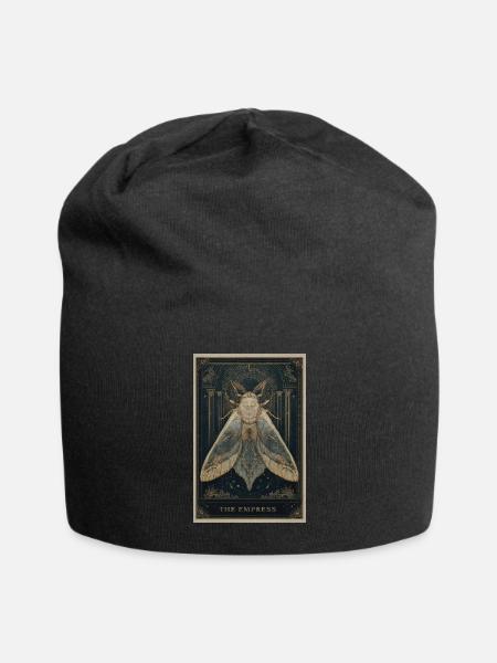 The Empress Tarot Moth - Jersey Beanie - black