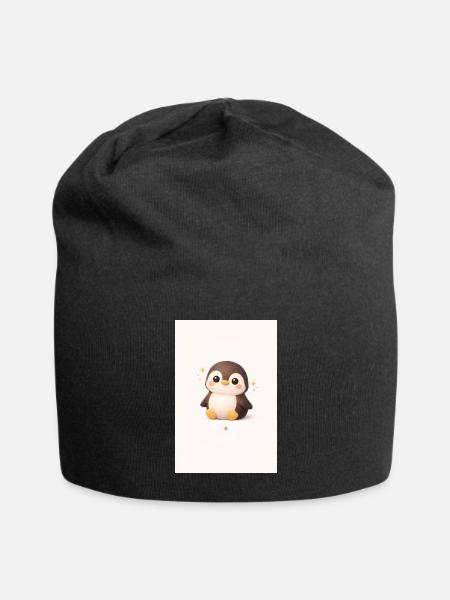 Cute Penguin Buddy - Jersey Beanie - black
