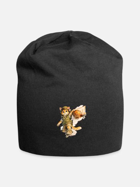 Basketball Cat Dunk Hero - Jersey Beanie - black