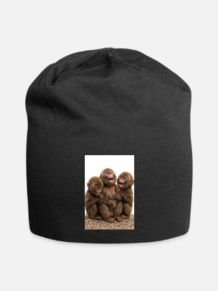 Joyful Primate Trio - Jersey Beanie - black - Front