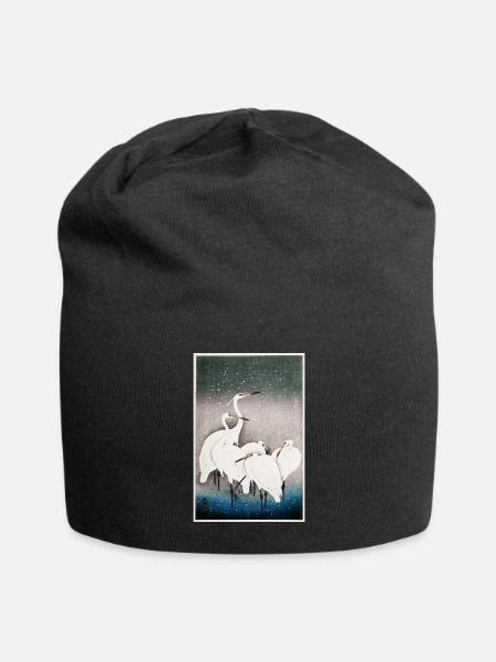 Delshm Winter Egrets - Jersey Beanie - black - Front