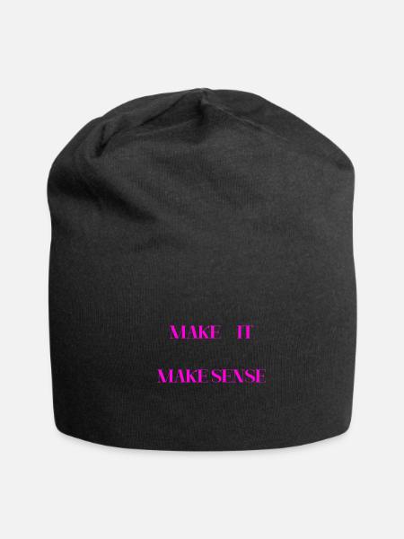 MAKE IT MAKE SENSE (PINK PRINT) - Jersey Beanie - black - Front