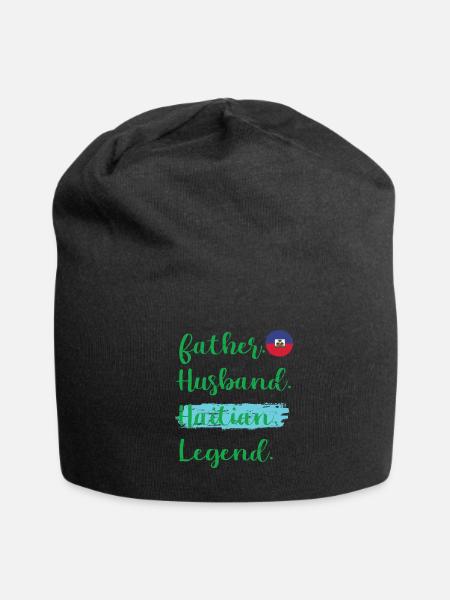 Father Husband Haitian Legend Haiti Dad Proud Dad - Jersey Beanie - black - Front
