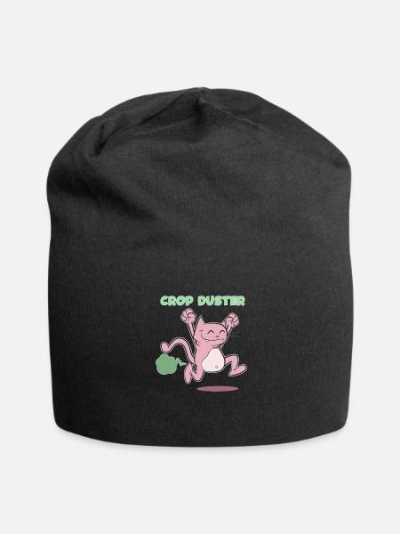 Pink Cat Crop Dusting - Jersey Beanie - black - Front