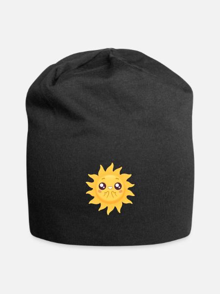 A Cute Kawaii Sun - Jersey Beanie - black
