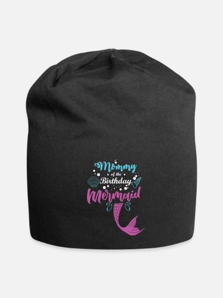 Mommy of the birthday mermaid mermaid mom - Jersey Beanie - black - Front