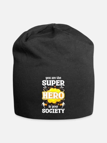 Everyday Hero Savior Lifesaver Comic - Jersey Beanie - black - Front