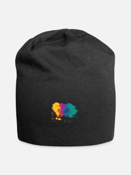 Color blob splash paint painter gift colorful spot - Jersey Beanie - black - Front