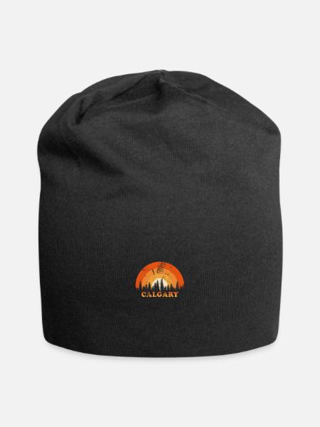 Vintage Calgary Canada Fan Retro Cool Sunset - Jersey Beanie - black - Front