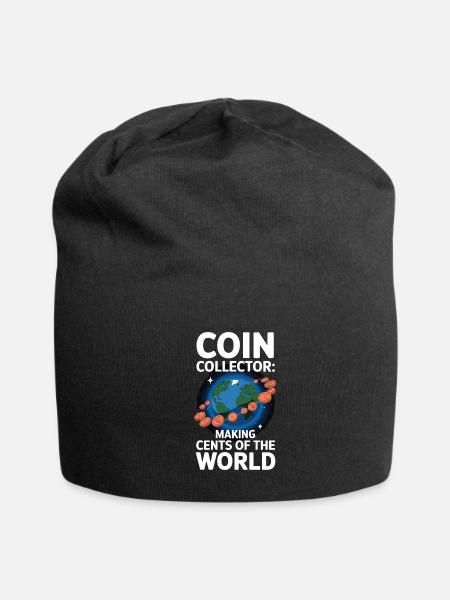 Coin Collector Coin Collection Numismatic History - Jersey Beanie - black - Front