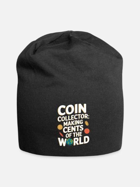 Coin Collector Coin Collection Numismatic History - Jersey Beanie - black - Front