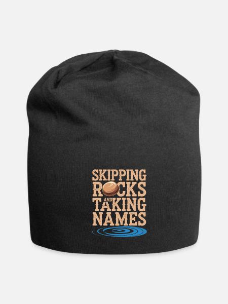 Stone Skipping Rock Skimming Outdoor Hobby Stone - Jersey Beanie - black - Front