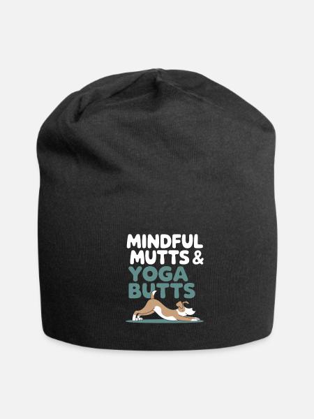 Doga Dog Yoga Pet Wellness Mindful Stretching - Jersey Beanie - black - Front