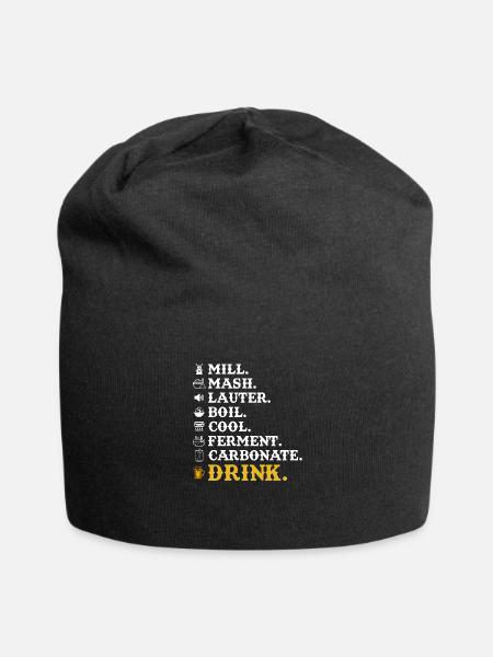 Beer Mill Mash Lauter Boil Cool Ferment Carbonate - Jersey Beanie - black - Front