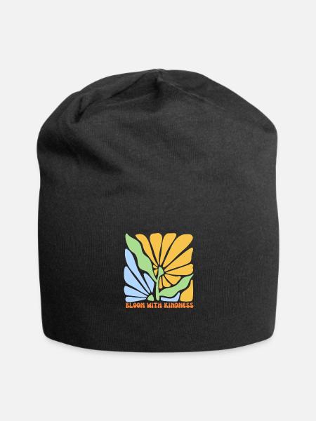 BLOOM WITH KINDNESS - Jersey Beanie - black - Front