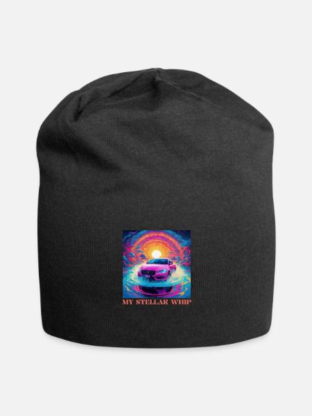 Synthwave Art Futuristic Car - Jersey Beanie - black - Front