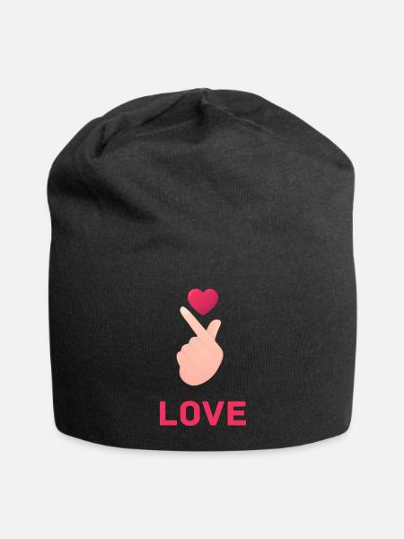 LOVE FINGER - Jersey Beanie - black - Front