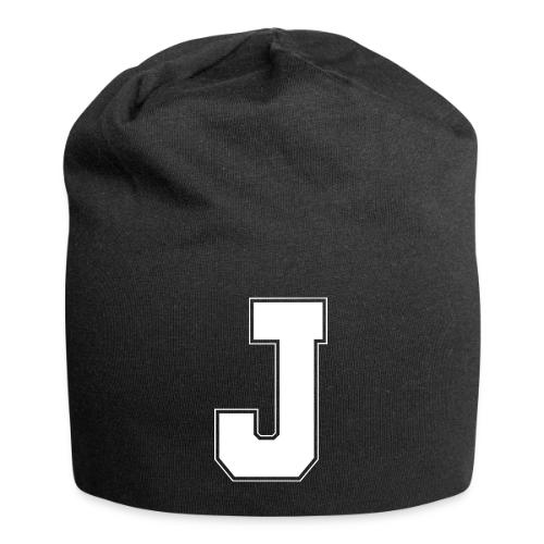White Letter J – Varsity Alphabet Monogram - Jersey Beanie