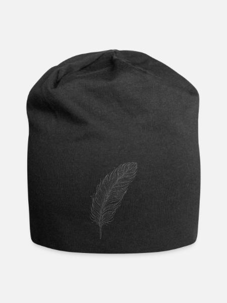 Featherline Monochrome Plume - Jersey Beanie - black