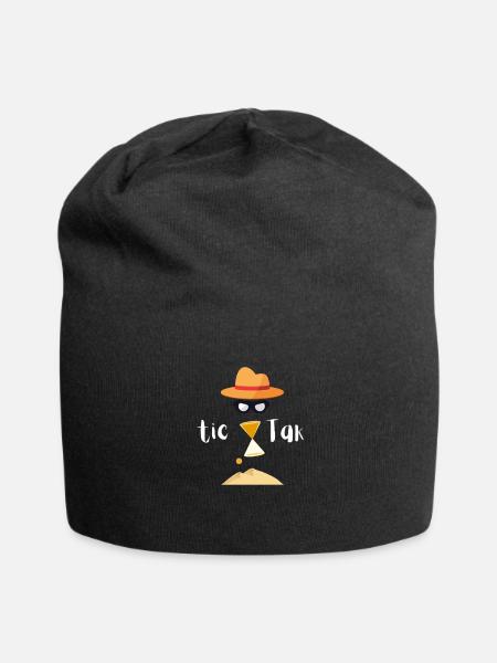 The time of surprises and relief,tic tak - Jersey Beanie - black - Front
