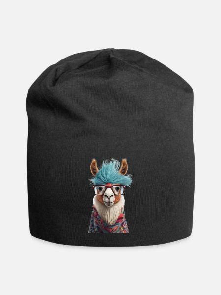 Lama with Attitude - Jersey Beanie - black