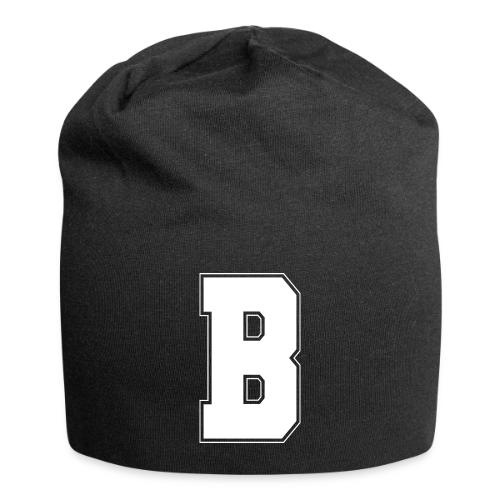 White Letter B – Varsity Alphabet Monogram - Jersey Beanie