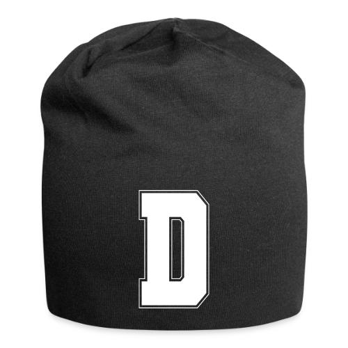 White Letter D – Varsity Alphabet Monogram - Jersey Beanie