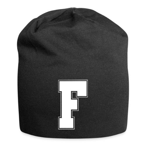 White Letter F – Varsity Alphabet Monogram - Jersey Beanie