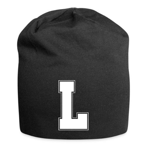 White Letter L – Varsity Alphabet Monogram - Jersey Beanie