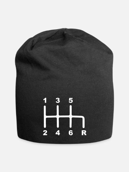 6 Speed Manual Transmission Shift Pattern Car - Jersey Beanie - black