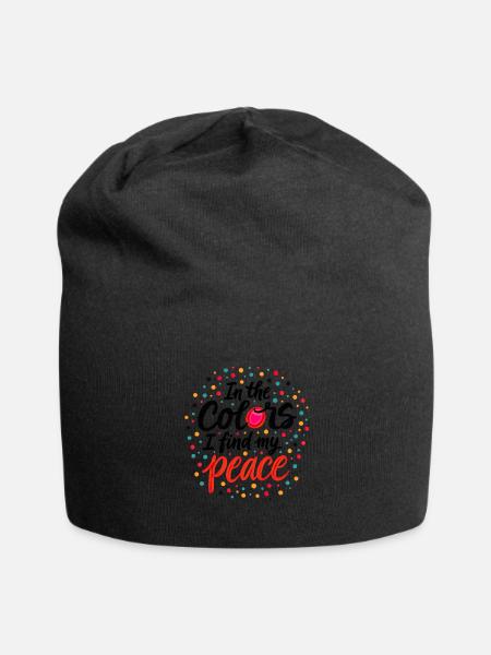 Peaceful Colors Inspirational Text Art - Jersey Beanie - black - Front