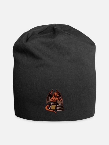 Dragon Reading Magic Dungeon - Jersey Beanie - black