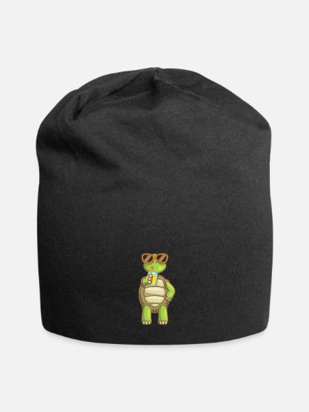Sea Turtle Ocean Beach Drinking Turtle - Jersey Beanie - black