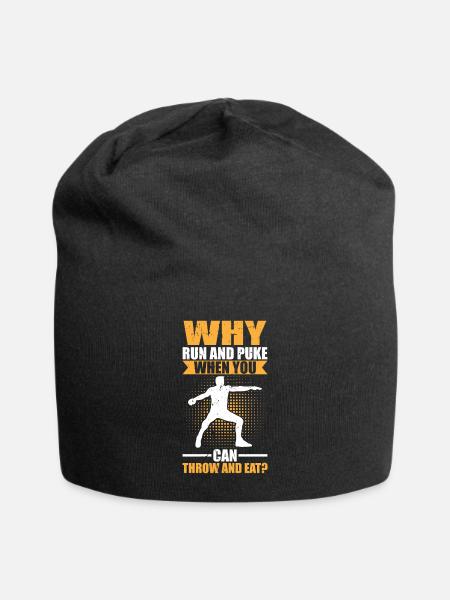 Why Run And Puke When You Can Throw And Eat Discus - Jersey Beanie - black - Front
