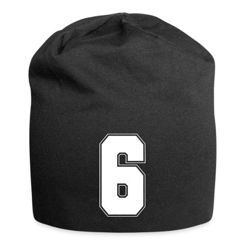 White Number 6 – Varsity Font - Jersey Beanie