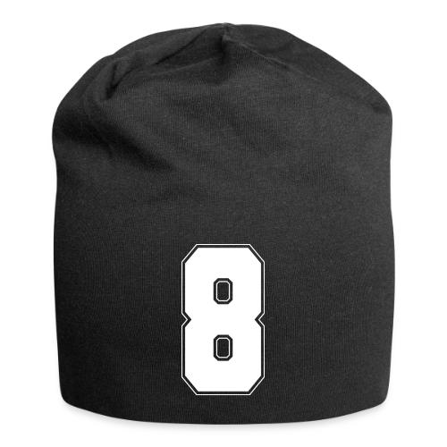 White Number 8 – Varsity Font - Jersey Beanie