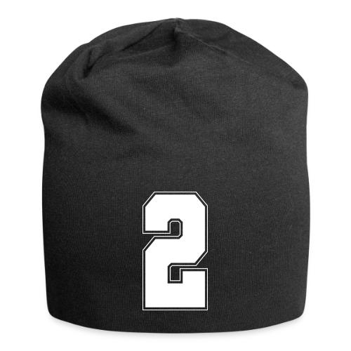 White Number 2 – Varsity Font - Jersey Beanie