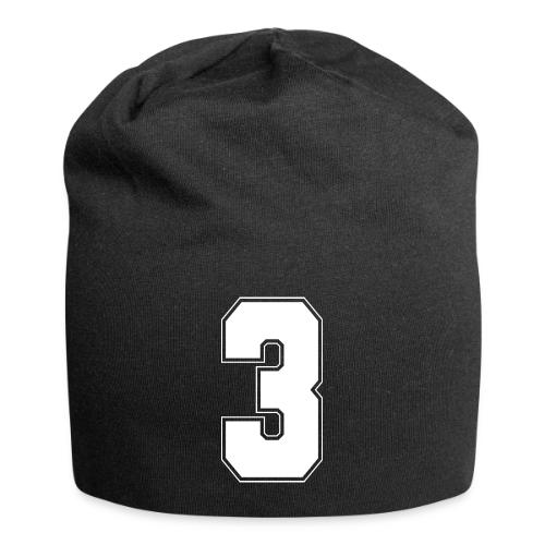 White Number 3 – Varsity Font - Jersey Beanie