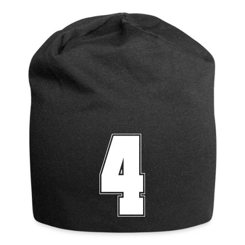 White Number 4 – Varsity Font - Jersey Beanie