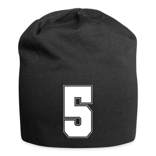 White Number 5 – Varsity Font - Jersey Beanie