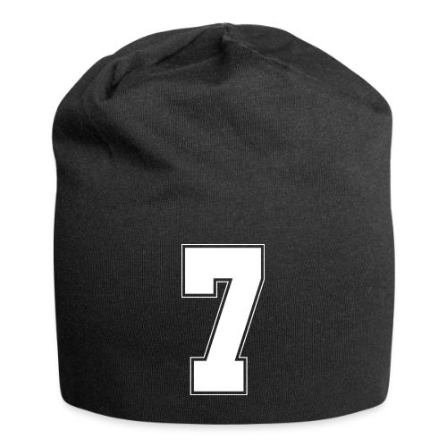 White Number 7 – Varsity Font - Jersey Beanie
